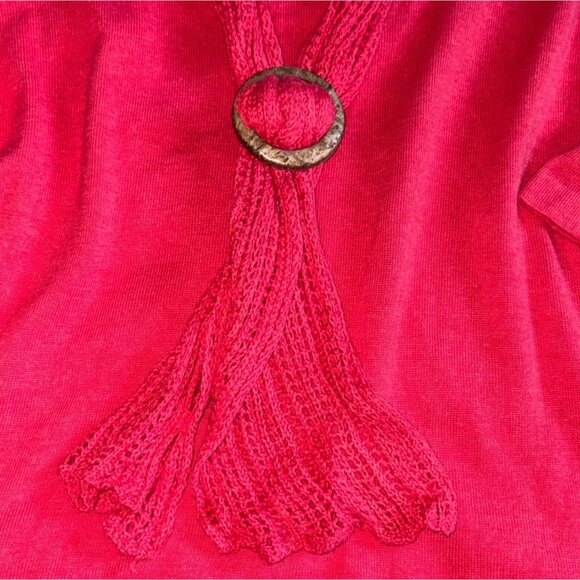 Christopher & Banks Womens Light Weight 3/4 Sleeve Sweater W/ Scarf-Red-M-GUC - Picture 2 of 5
